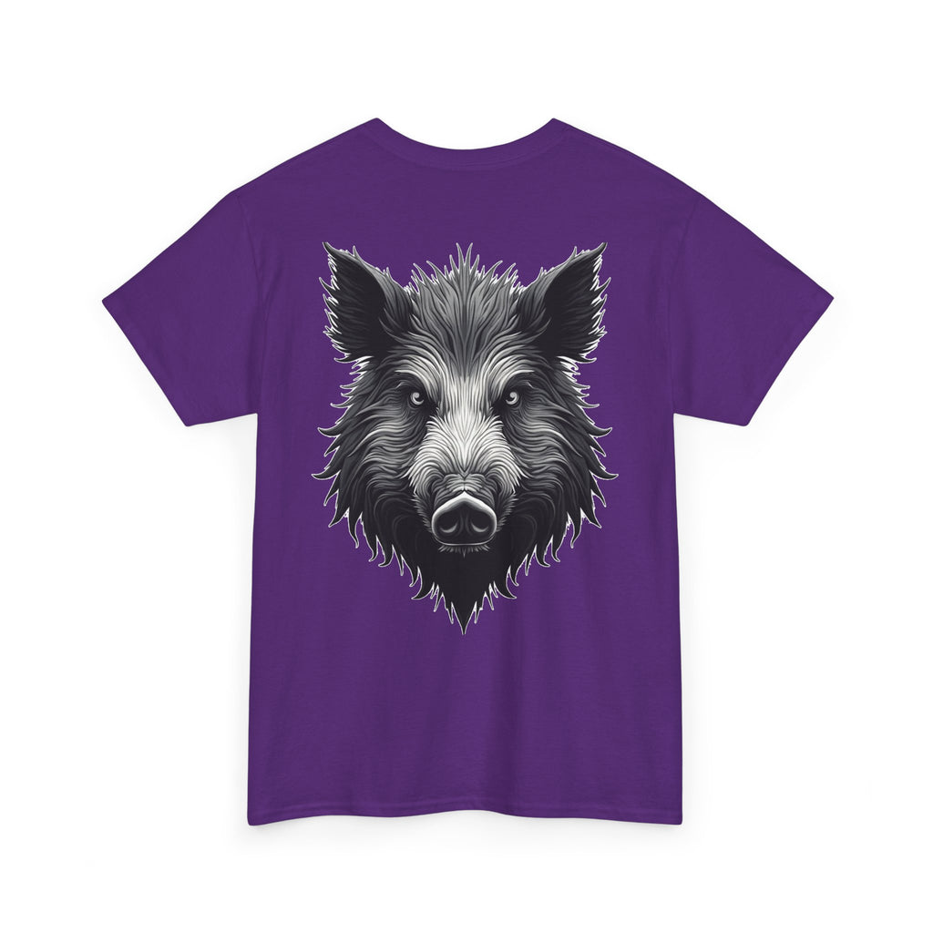 Wild Boar Graphic Tee — Detailed Monochrome Boar Head T-Shirt