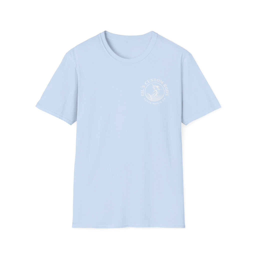 Fishing Logo T-Shirt — 'Gill's Custom Rods, Santa Maria CA' Pocket Tee