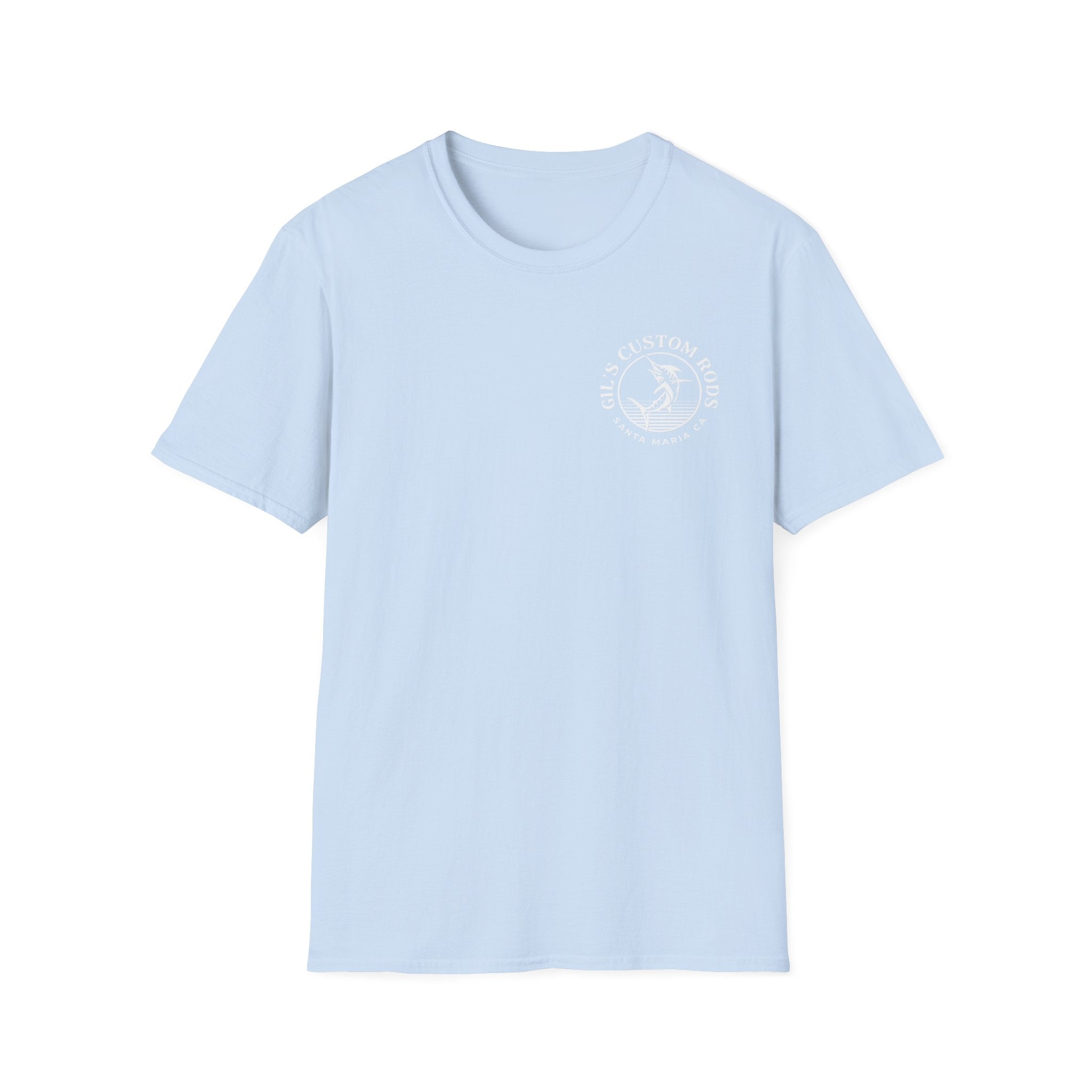 Fishing Logo T-Shirt — 'Gill's Custom Rods, Santa Maria CA' Pocket Tee