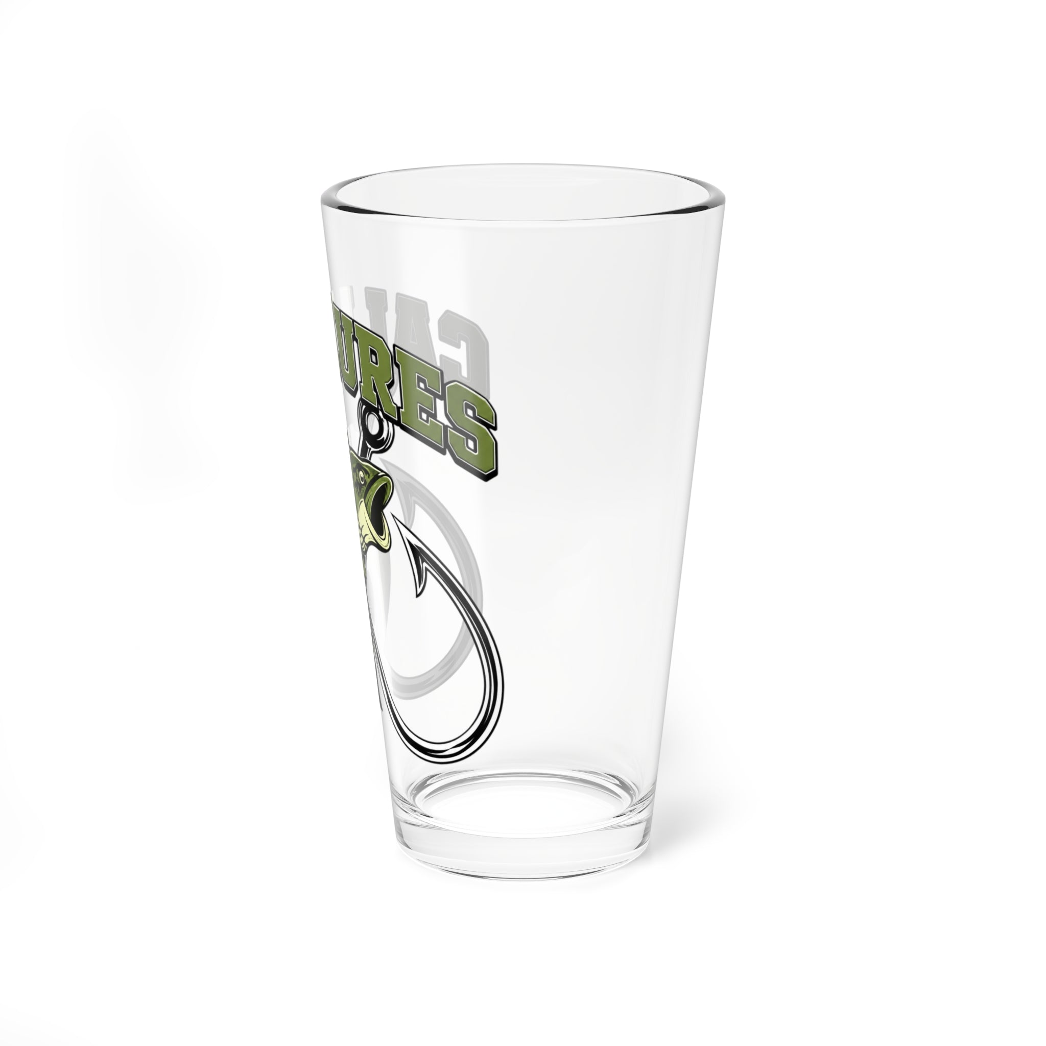 Mixing Glass: "Cali Lures" Fishing Bass Pint Glass (16 oz)