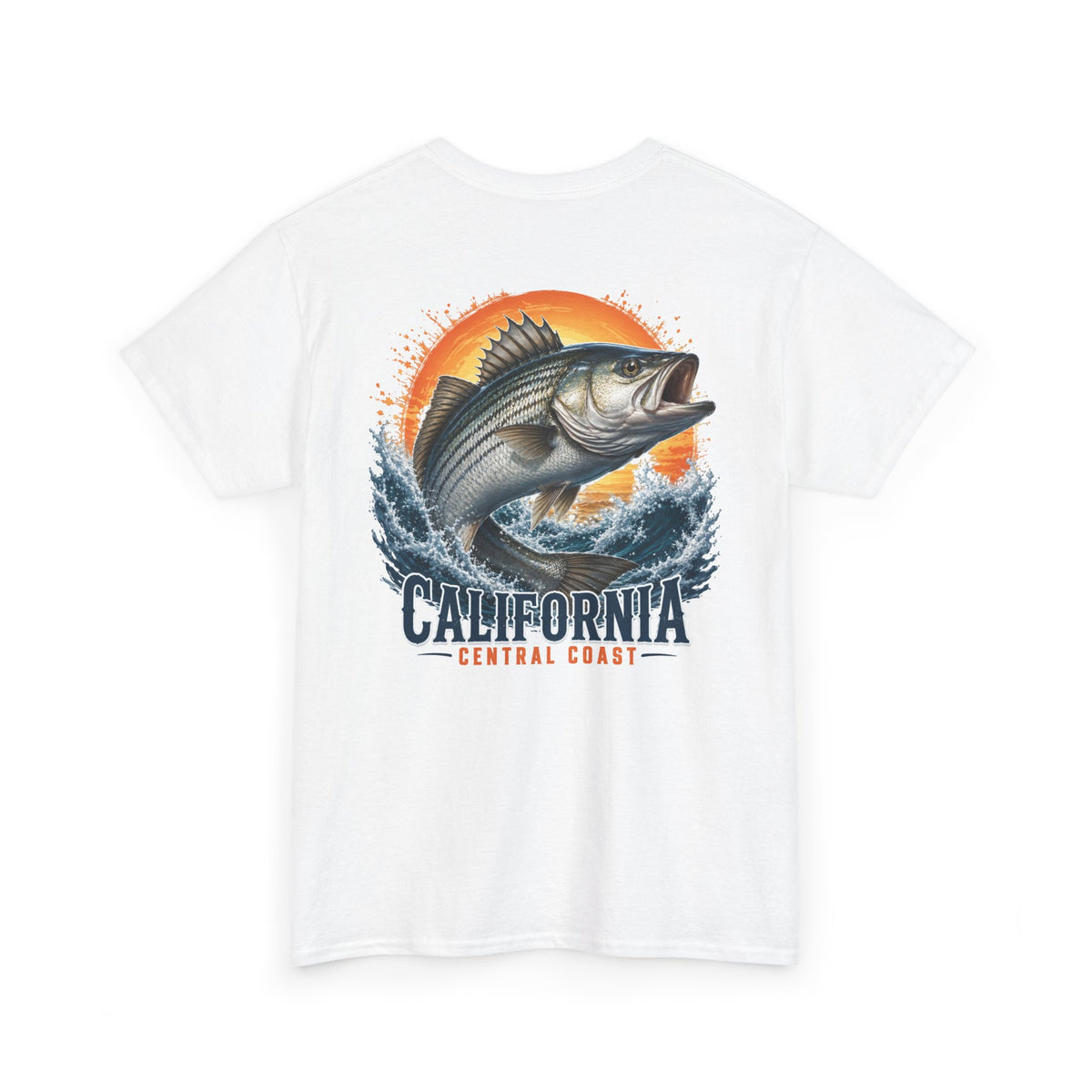 California Central Coast Striper Fishing Tee — Sunset Catch Graphic T-Shirt