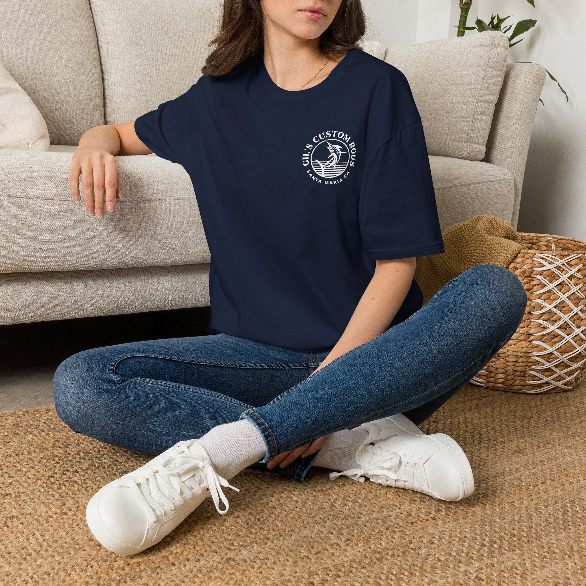 Fishing Logo T-Shirt — 'Gill's Custom Rods, Santa Maria CA' Pocket Tee