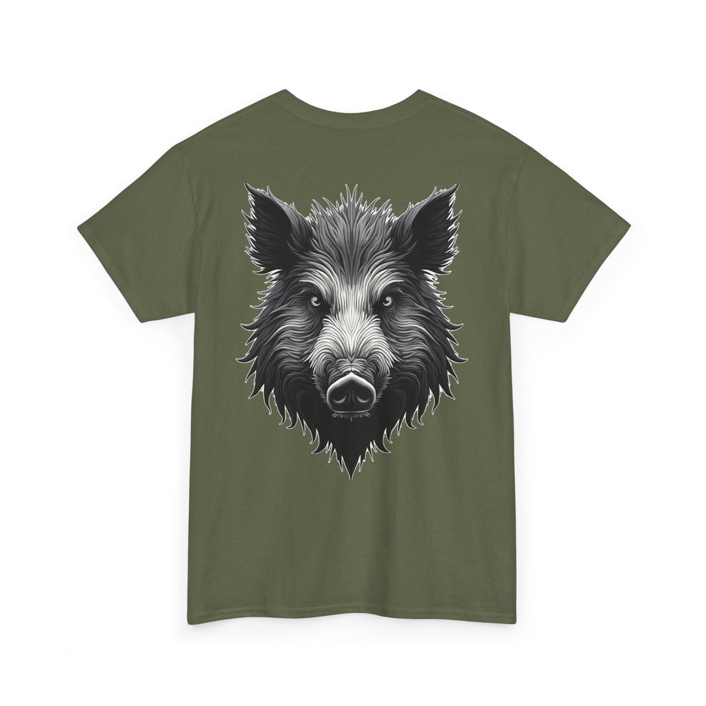 Wild Boar Graphic Tee — Detailed Monochrome Boar Head T-Shirt