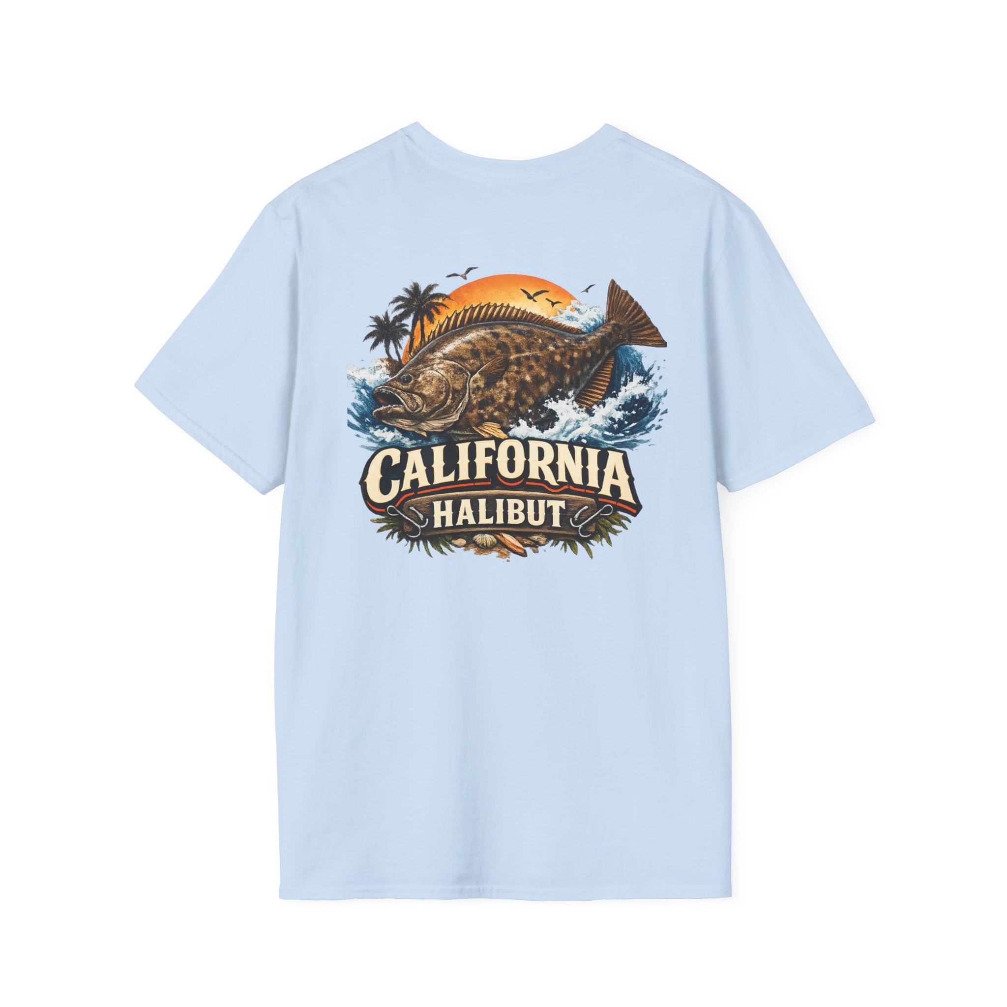 Fishing Logo T-Shirt — 'Gill's Custom Rods, Santa Maria CA' Pocket Tee