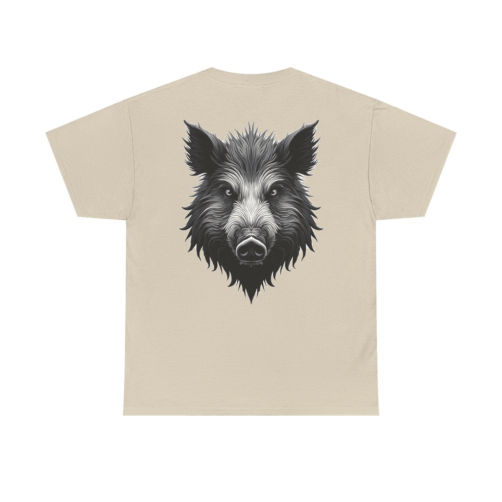 Wild Boar Graphic Tee — Detailed Monochrome Boar Head T-Shirt