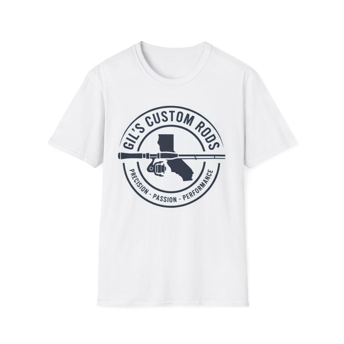Custom Fishing Rod T‑Shirt — "Gil's Custom Rods" Logo Tee