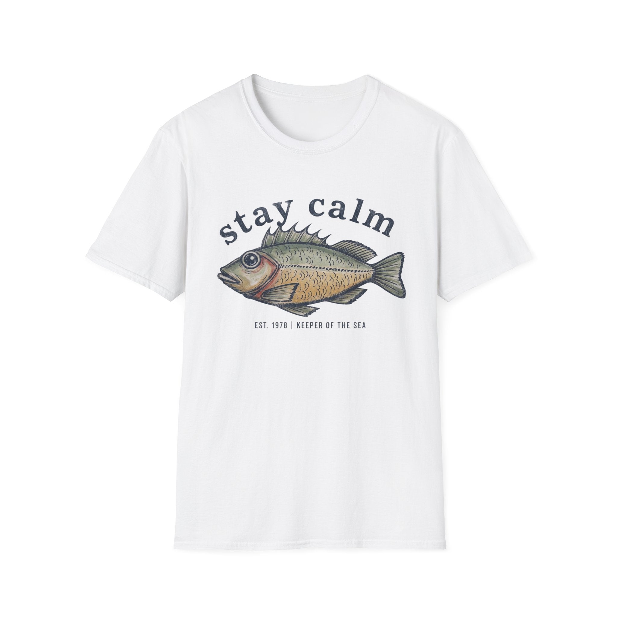 Stay Calm Fish T-Shirt – Vintage Fishing Tee for Anglers & Coastal Style