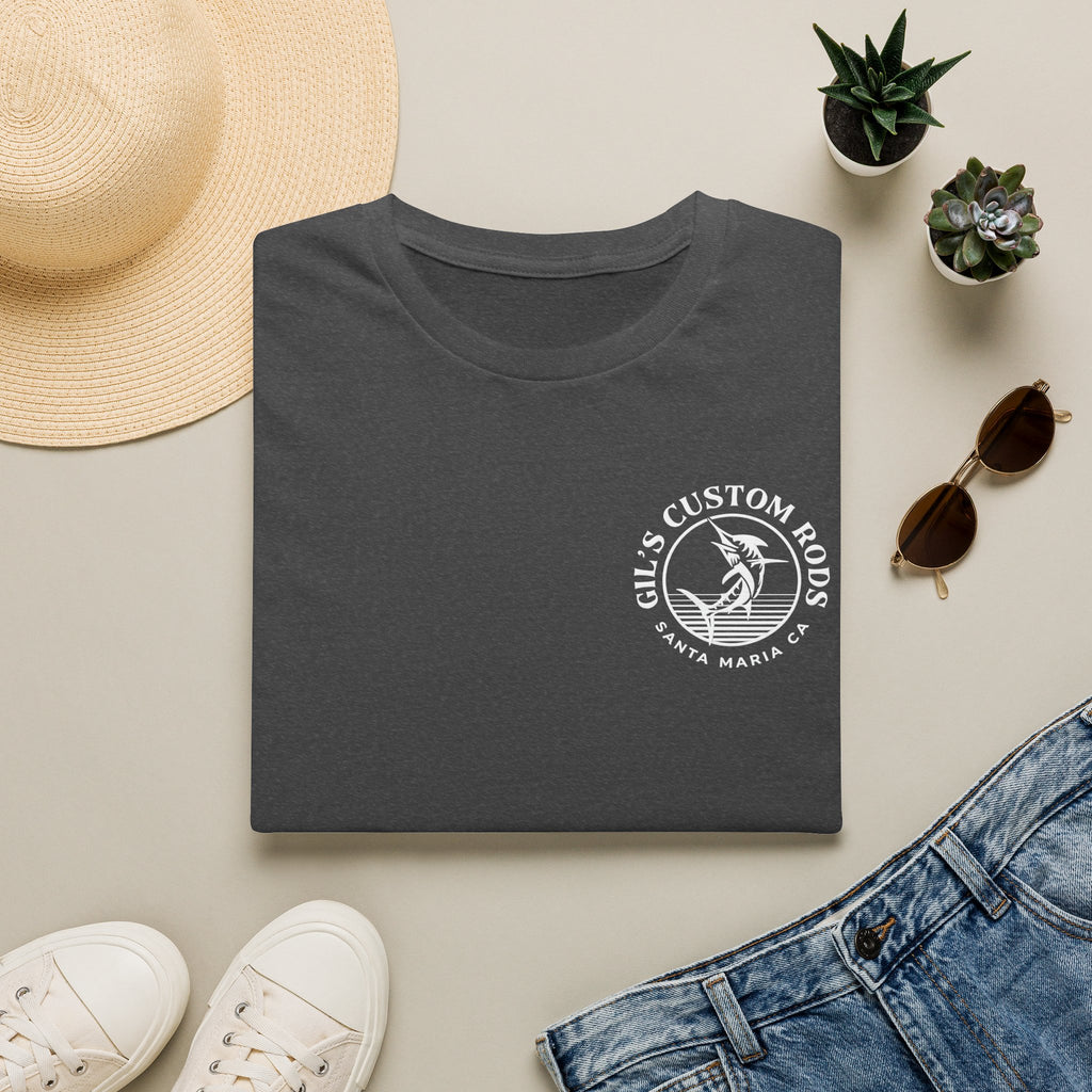 Fishing Logo T-Shirt — 'Gill's Custom Rods, Santa Maria CA' Pocket Tee