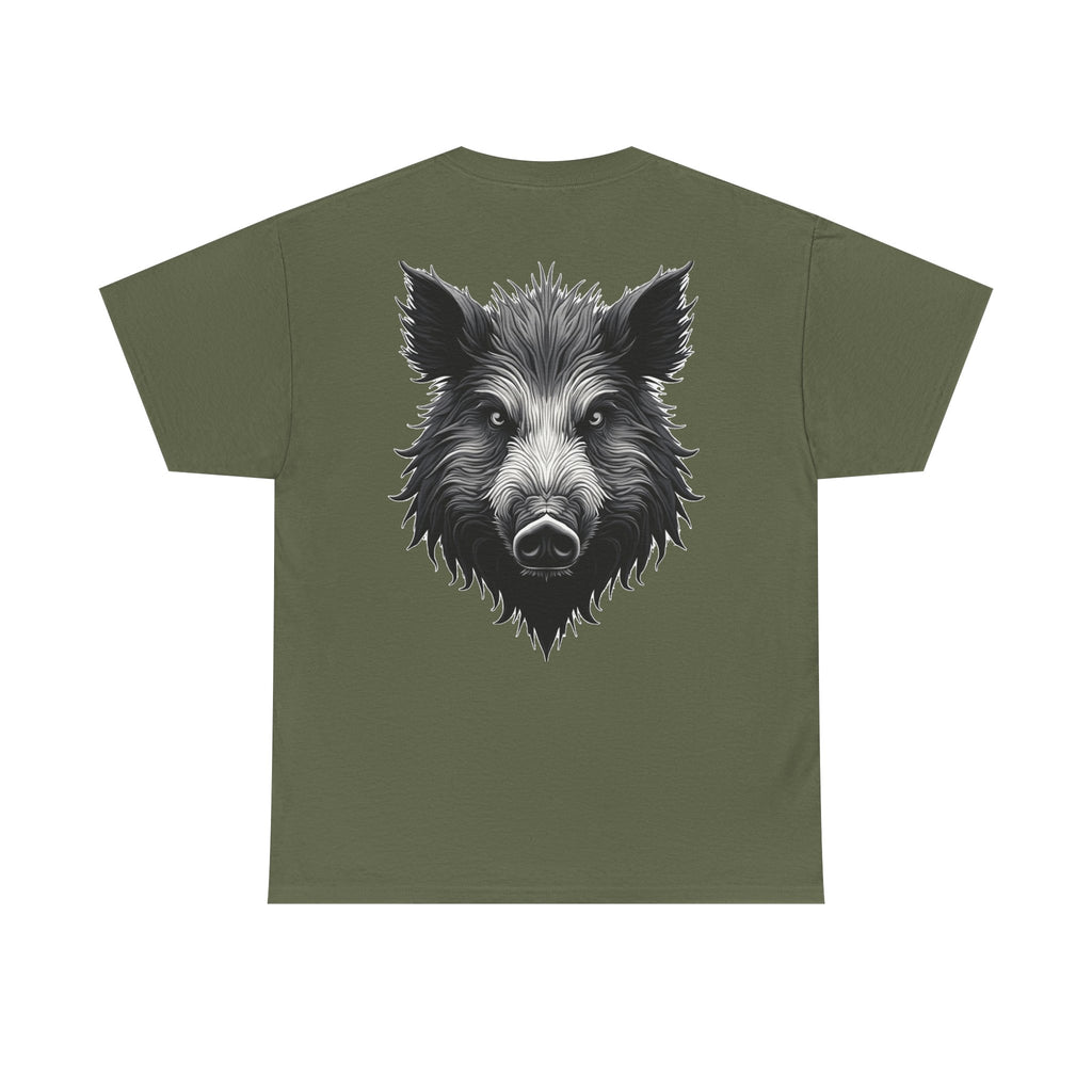 Wild Boar Graphic Tee — Detailed Monochrome Boar Head T-Shirt