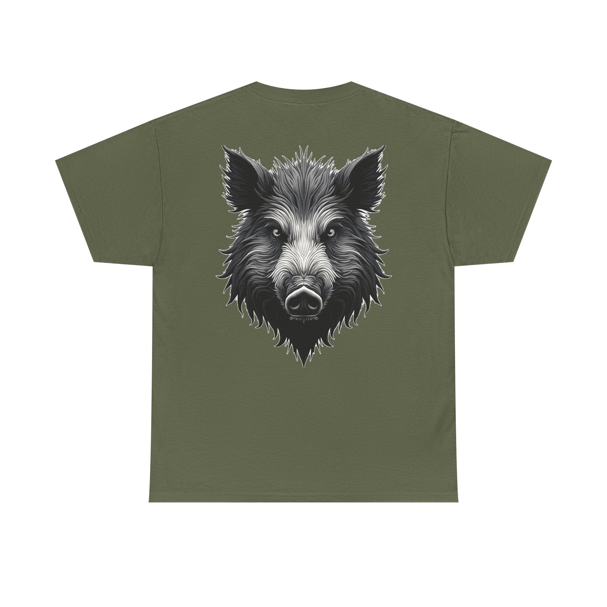 Wild Boar Graphic Tee — Detailed Monochrome Boar Head T-Shirt